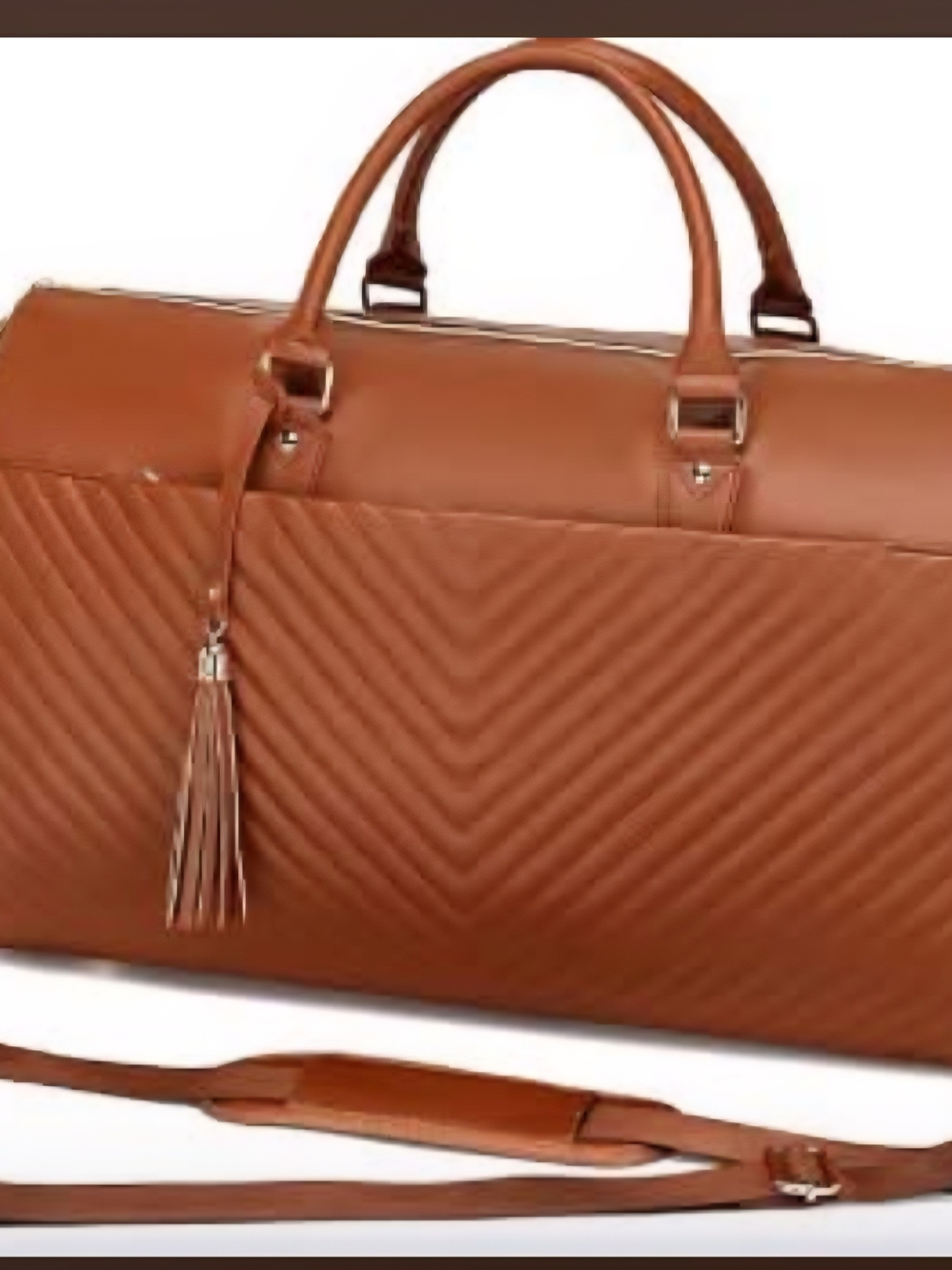 Women's Quilted Tan Satchel Bag with Tassel